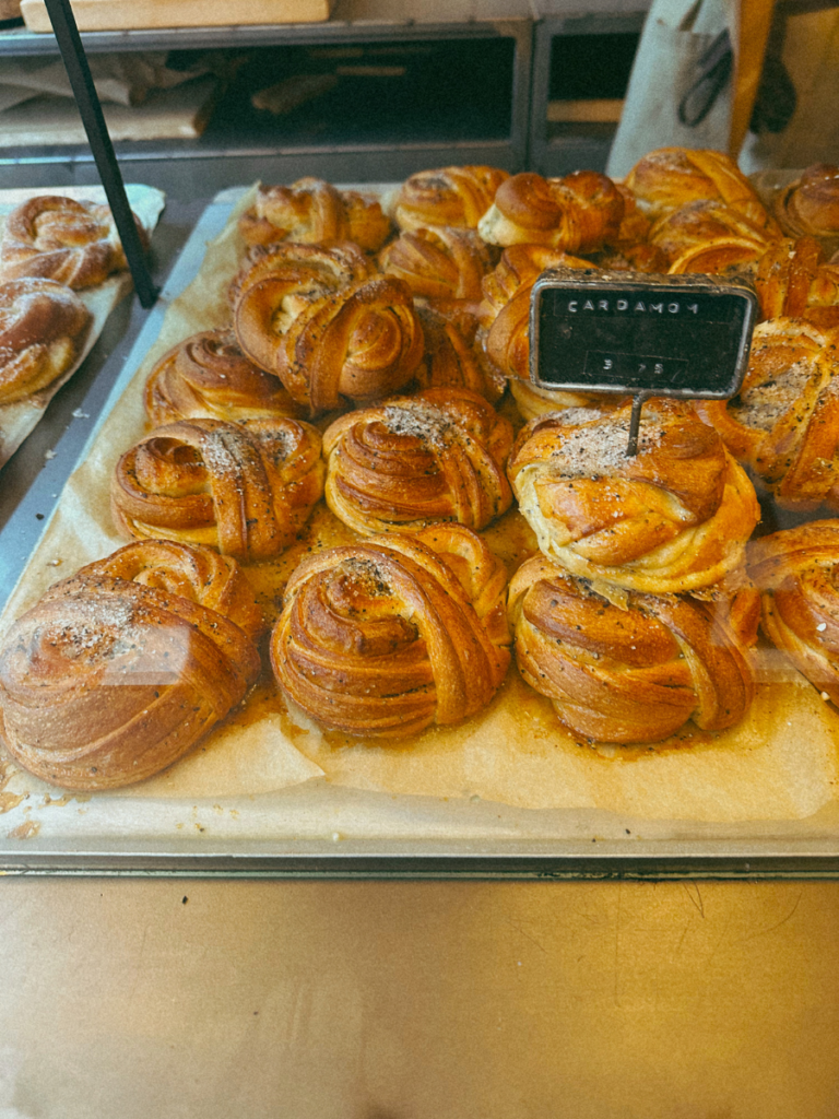 A display of cardamom buns from Fabrique bakery in London.